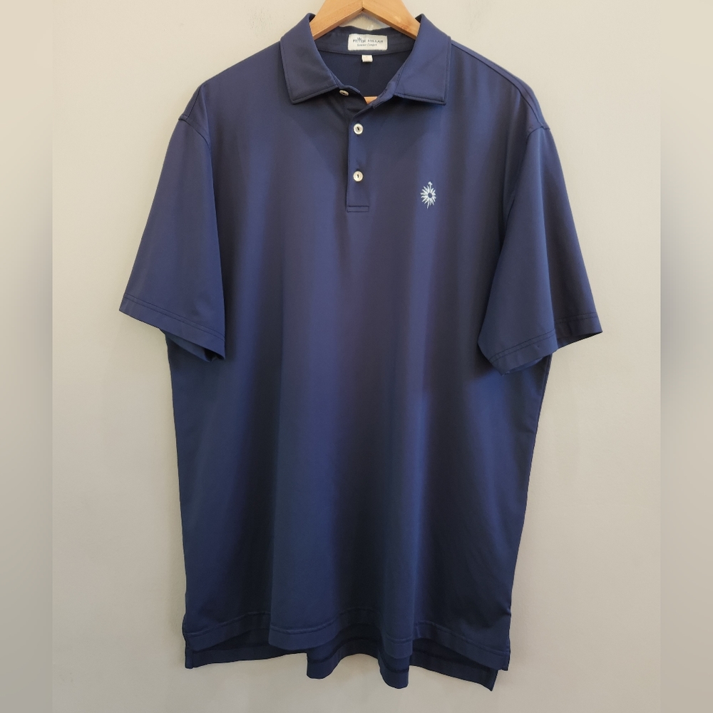 Peter Millar Summer Comfort Polo Shirt Golf Club Navy Blue Men's Size Large